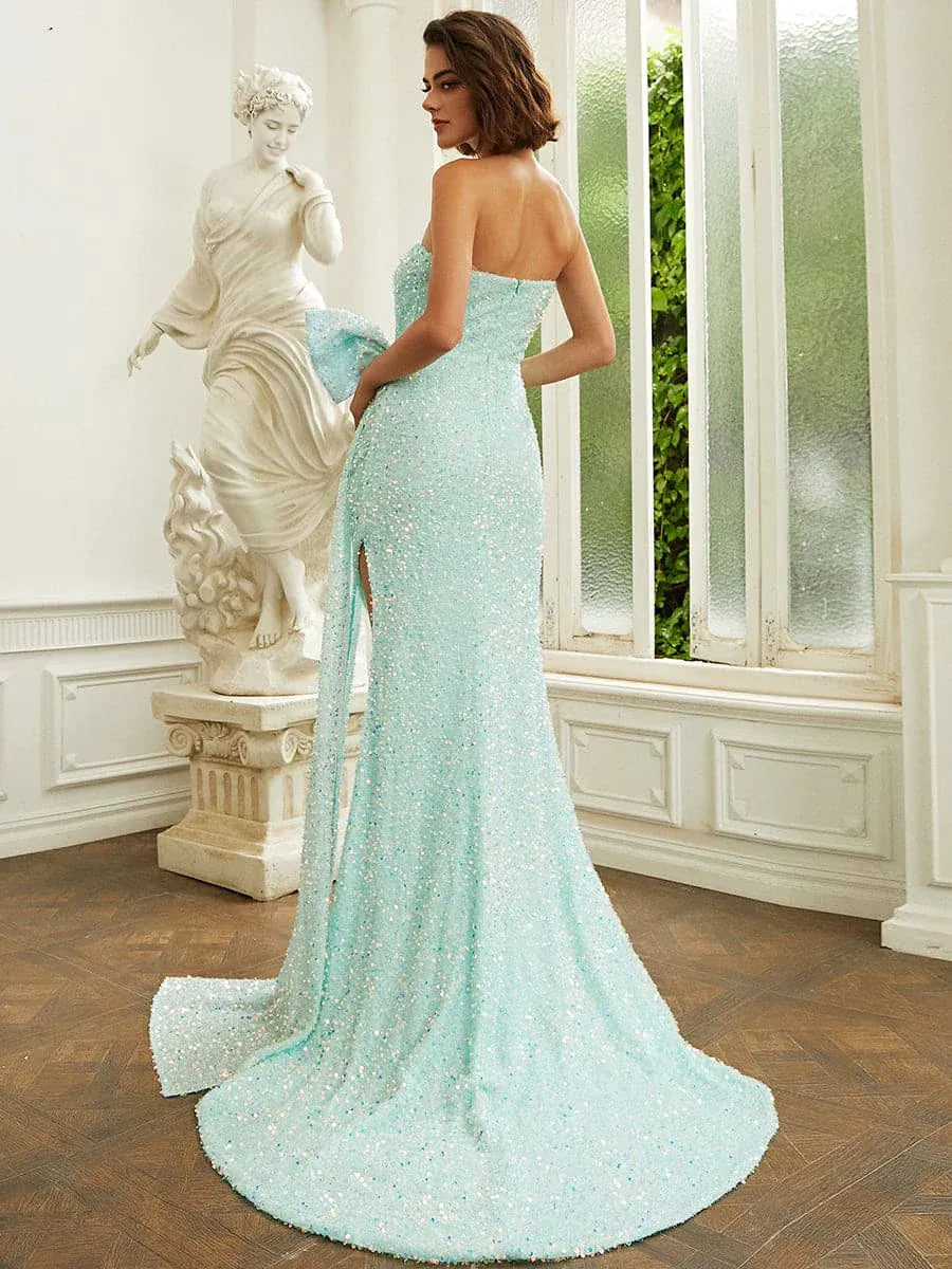 Vestidos formales para mujer, vestido vintage de hada con corsé, espalda descubierta, lentejuelas verde salvia, vestido de fiesta de sirena / Tienda de vestidos de fiesta